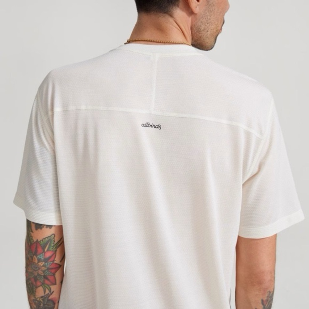 Allbirds Natural Run Tee — Short Sleeve Lightweight Performance Top Beige Siz XL